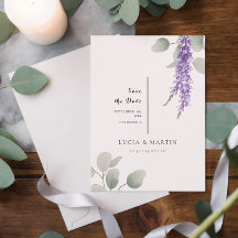 Elegante Lavender Eucalyptus-Blätter Save the Date