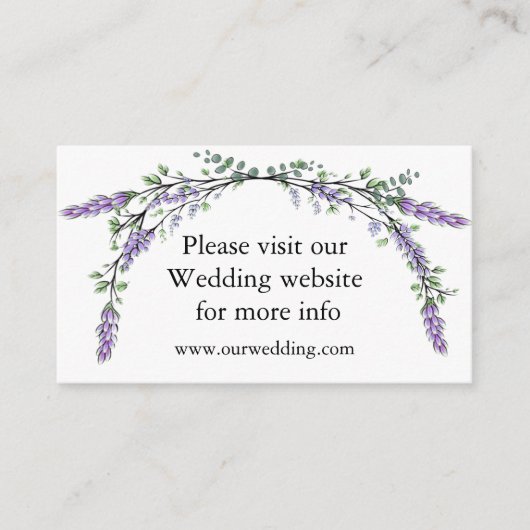 Elegante Lavender Eucalyptus Wedding Enclosure Car Begleitkarte (Vorderseite)