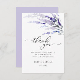 Elegante Lavender Floral Botanische Wiese Hochzeit Dankeskarte