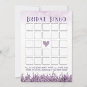 Elegante Lavender Floral Brautparty Bingo Einladung (Vorderseite)