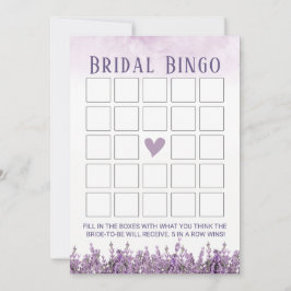 Elegante Lavender Floral Brautparty Bingo Einladung