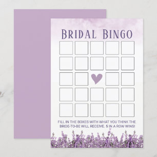 Elegante Lavender Floral Brautparty Bingo Einladung