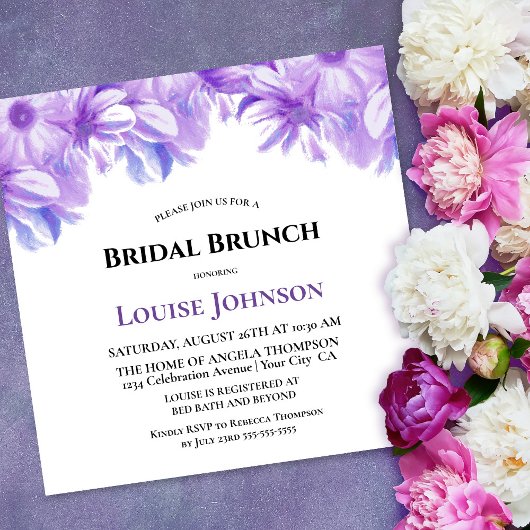 Elegante Lavender Floral Bridal Brunch Einladung