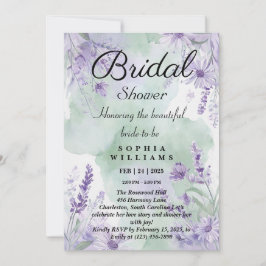 Elegante Lavender Floral Bridal Dusche Einladung