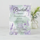 Elegante Lavender Floral Bridal Dusche Einladung (Stehend Vorderseite)