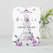 Elegante Lavender Floral Dress Wedding Einladung (Stehend Vorderseite)