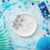 Elegante Lavender Floral Kontur Hochzeit Pappteller (Party)