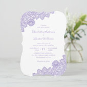 Elegante Lavender Floral Lace Wedding Einladung (Stehend Vorderseite)