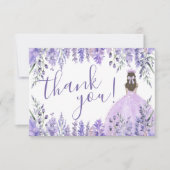 Elegante Lavender Floral Lila Quinceañera Dankeskarte (Vorderseite)