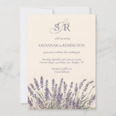 Elegante Lavender Floral Mit Monogramm Wedding Einladung (Vorderseite)