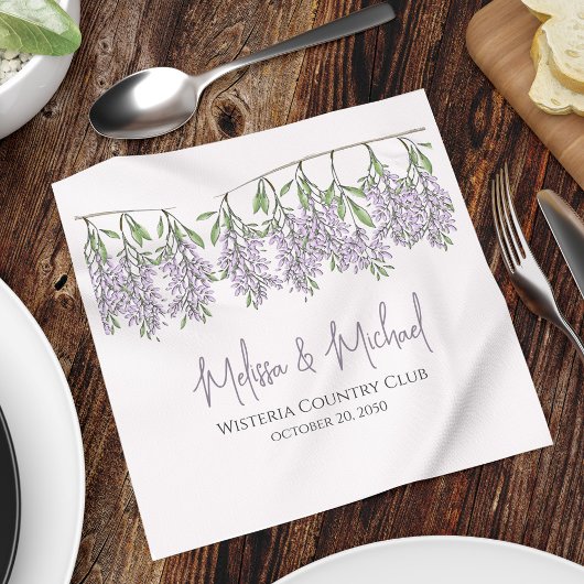 Elegante Lavender Floral Personalisiert Wedding Serviette