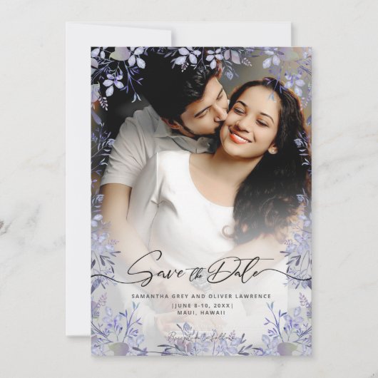 Elegante Lavender Floral Save the Date Card (Vorderseite)