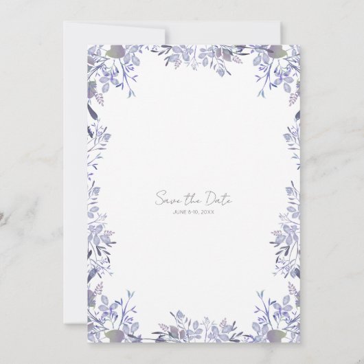 Elegante Lavender Floral Save the Date Card (Rückseite)
