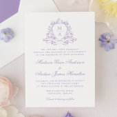 Elegante Lavender Floral Wappen Monogram Wedding Einladung