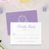 Elegante Lavender Floral Wappen Monogram Wedding RSVP Karte