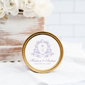 Elegante Lavender Floral Wappen Monogram Wedding Runder Aufkleber