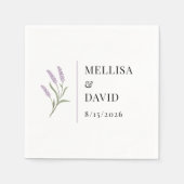 Elegante Lavender Floral Wedding Cocktail Napkin Serviette (Vorderseite)