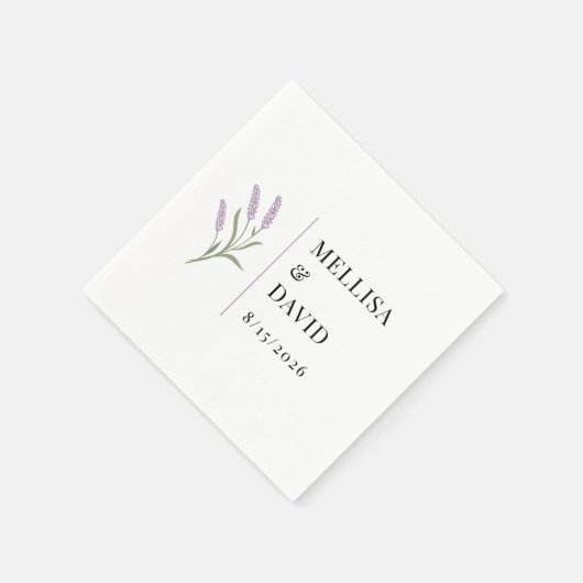 Elegante Lavender Floral Wedding Cocktail Napkin Serviette (Ecke)