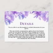 Elegante Lavender Floral Wedding Details Begleitkarte (Vorderseite)