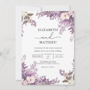 Elegante Lavender Floral Wedding Einladung