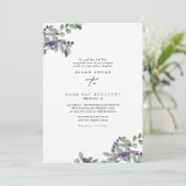 Elegante Lavender Floral Wedding Einladung (Stehend Vorderseite)