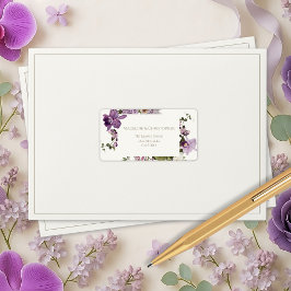 Elegante Lavender Floral Wedding Rücksendeadresse Adressaufkleber