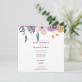 Elegante Lavender & Gold Floral Baby Dusche Einladung (Stehend Vorderseite)