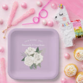 Elegante Lavender Haze und White Roses Wedding Pappteller (Party)