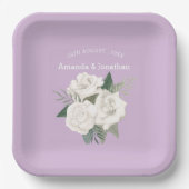 Elegante Lavender Haze und White Roses Wedding Pappteller (Vorderseite)