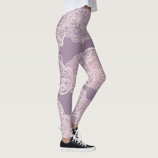 Elegante Lavender Lace Pattern Leggings Art (Rechts)