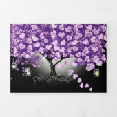 Elegante Lavender Liebe Lila Heart Leaf Wedding Dreifach Gefaltete Einladung (Cover)