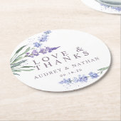 Elegante Lavender Liebe und Dank Gastgeschenk Hoch Runder Pappuntersetzer (Angewinkelt)