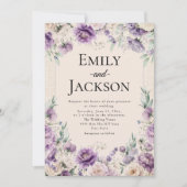 Elegante Lavender Lila Blumenhochzeit Einladung (Vorderseite)