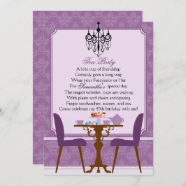 Elegante Lavender Lila Damask Geburtstagsjause Tea Einladung