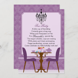 Elegante Lavender Lila Damask Geburtstagsjause Tea Einladung