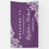 Elegante Lavender Lila Lace Pattern Wedding Party Banner (Vertikal)