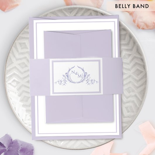 Elegante Lavender Lila Monogram Wedding Einladungsbanderole