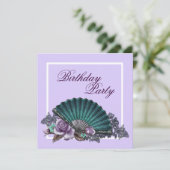 Elegante Lavender Lila Rose Geburtstagsparty Einladung (Stehend Vorderseite)