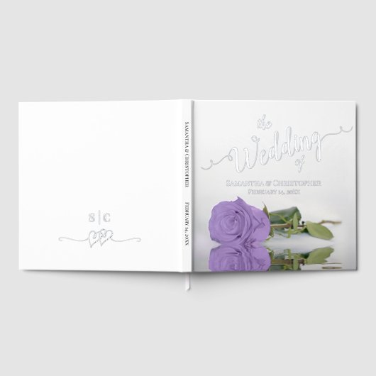 Elegante Lavender Lila Rose Große Hochzeitsreise Gästebuch (Voll)