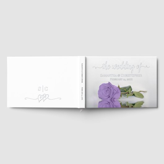 Elegante Lavender Lila Rose Kleine Hochzeitsreise Gästebuch (Voll)