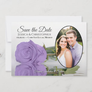 Elegante Lavender Lila Rose Oval Foto Hochzeit Save The Date