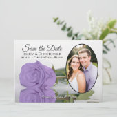 Elegante Lavender Lila Rose Oval Foto Hochzeit Save The Date (Stehend Vorderseite)