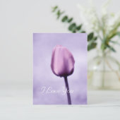 Elegante Lavender Lila Tulip I Liebe Sie Postkarte (Stehend Vorderseite)