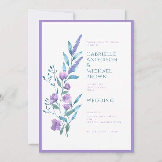 Elegante Lavender Lila Wasserfarbenkarte Einladung (Vorderseite)