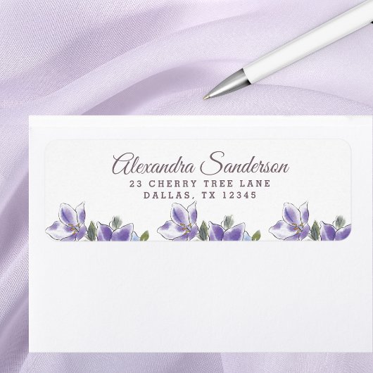 Elegante Lavender Lilac Floral Rücksendeadresse