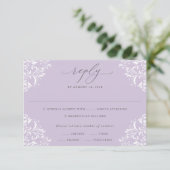 Elegante Lavender Lilac Vintag Classic Wedding RSVP Karte (Stehend Vorderseite)