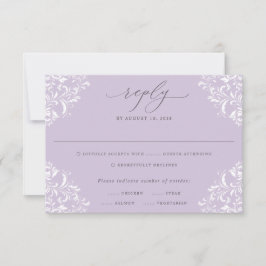 Elegante Lavender Lilac Vintag Classic Wedding RSVP Karte