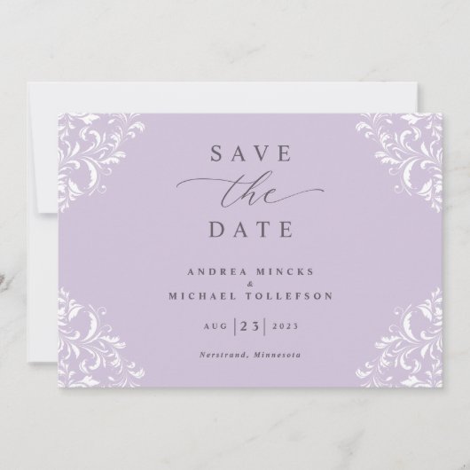 Elegante Lavender Lilac Vintage Wedding Save The Date (Vorderseite)