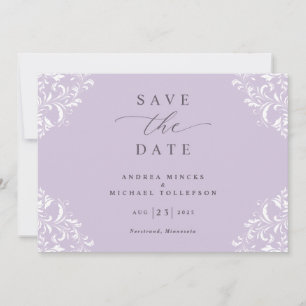 Elegante Lavender Lilac Vintage Wedding Save The Date