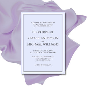 Elegante Lavender Minimalistisch Wedding Einladung